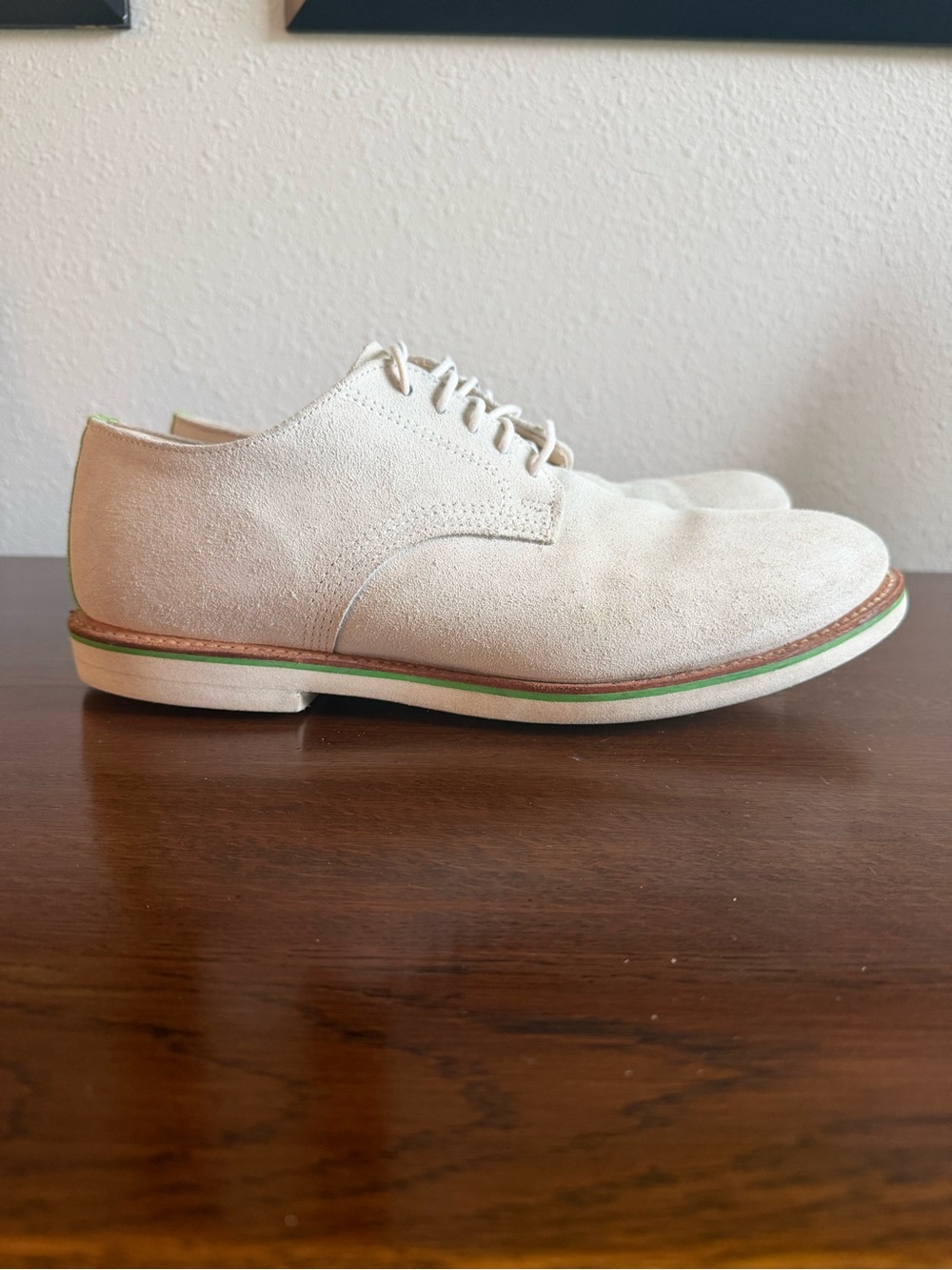 Walk-Over Men’s Custom White Cream Buck Suede “Derby Classic” Style Shoes 11 M - Picture 5 of 12